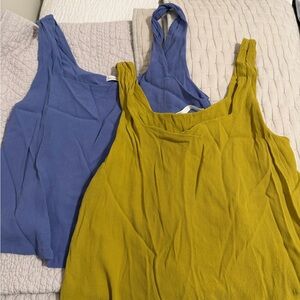 Chic Women's Tank Tops in Blue and Yellow
